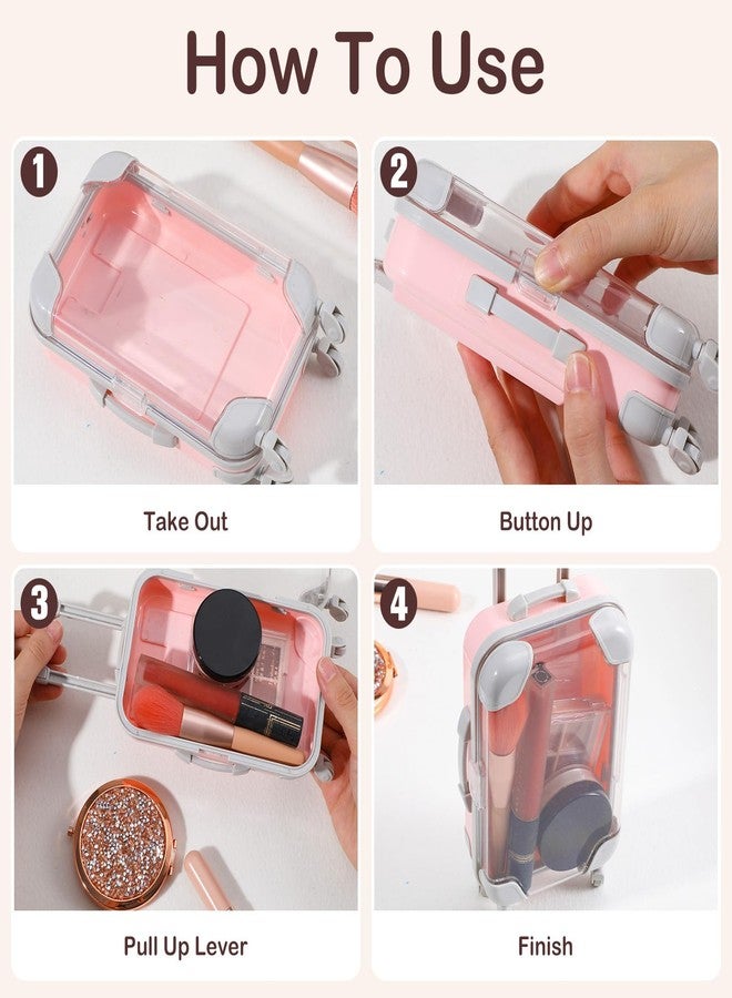 AojSup 6 Pack Mini Suitcase Party Favor Box - Colorful Mini Plastic Suitcases for Party Favors with Clear Lid, Retractable Handle & Rolling Wheels for Travel Theme Decorations - Image 5